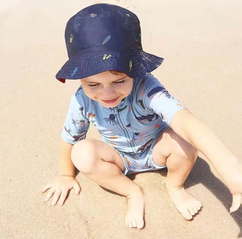 LDIOIF Boys One Piece Swimsuit Whale Dolphin Bathing Suit Zipper Rash Guard Short Sleeve Swimwear Shark Beach Wear UPF50 6-7Y - Image 5
